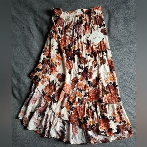 Knox Rose Brown and Orange Midi A-Line Skirt